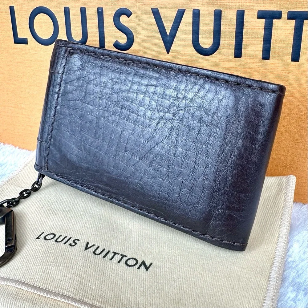 Louis Vuitton brown soft leather card ID holder keychain pouch - Picture 4 of 14